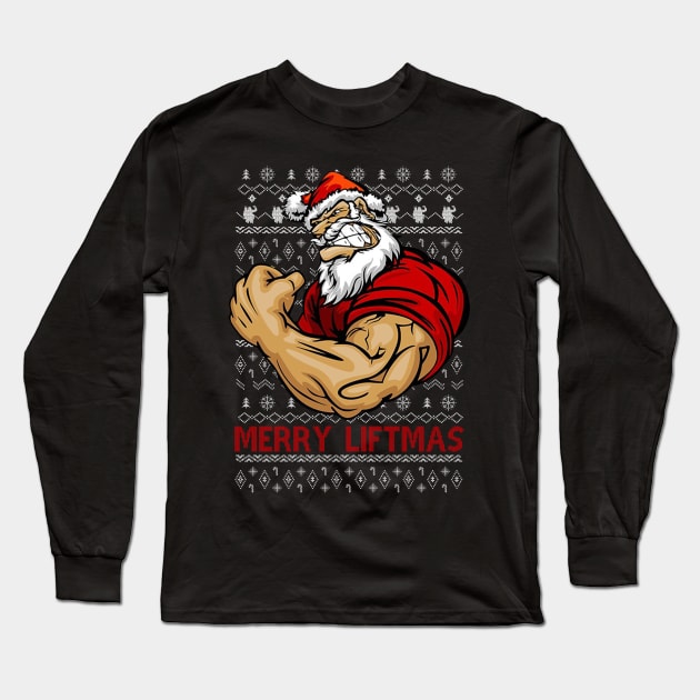 Merry Liftmas Ugly Christmas Gym Workout Gift Mens Long Sleeve T-Shirt by SloanCainm9cmi